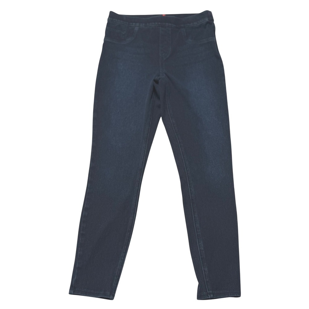 Spanx Women M Jean-ish Leggings Dark Indigo Blue Skinny Pull On Denim Jeans